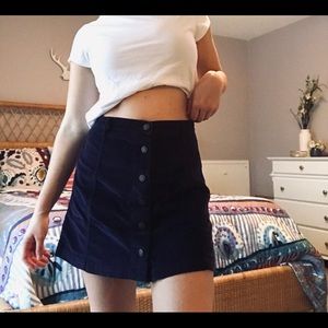 Navy Button Up Mini Skirt